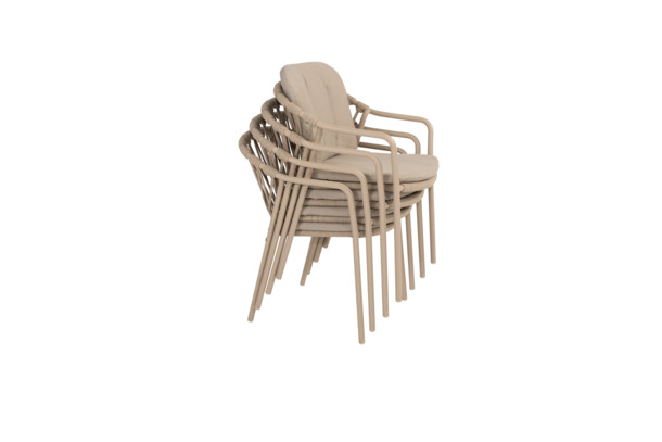 4SO Manitoba stapelbare tuinstoelen met zit-en rugkussen (latte) - 9